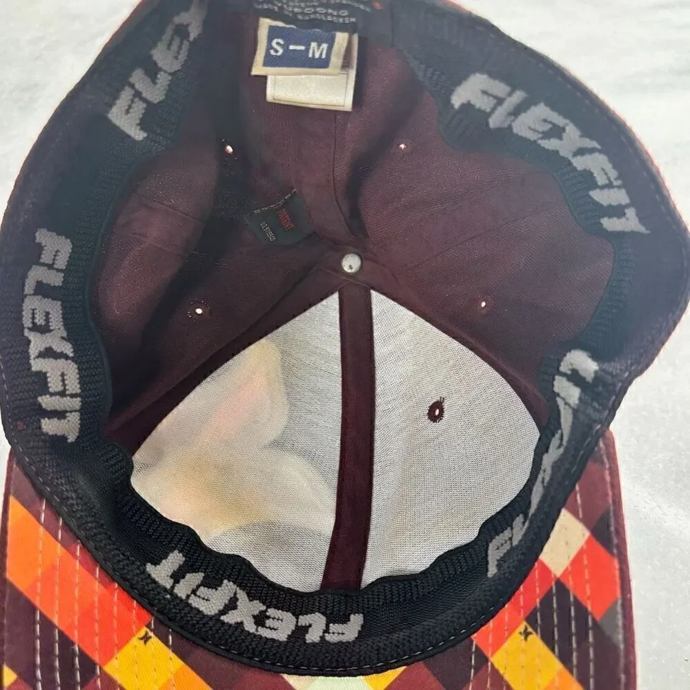 Hurley By Yupoong Flexfit Embossed Logo Fitted Six Panel Hat Cap Maroon S-M